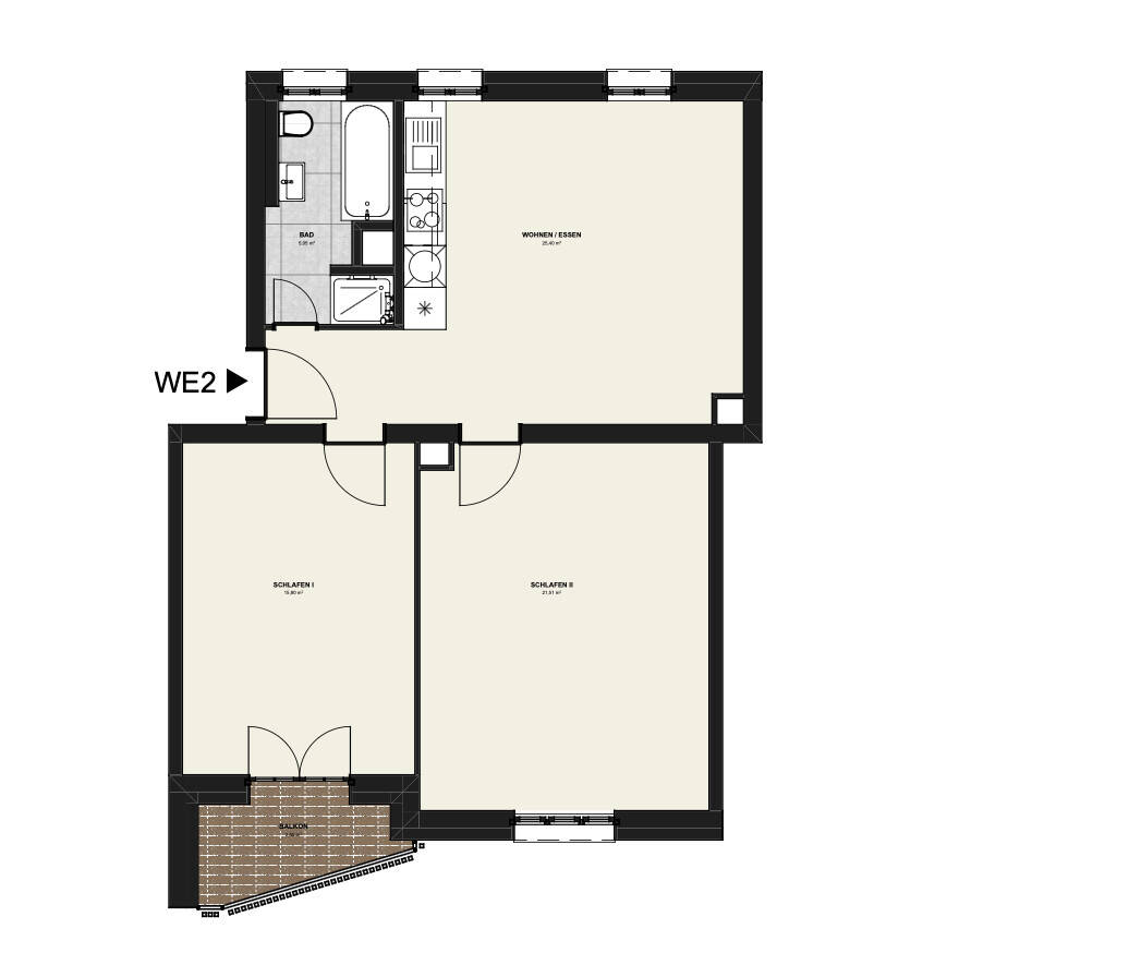 KFW 50 Standard Haus vermietete Wohnung mit Balkon - Anlageobjekt mit optionalem Gartenstück – Berlin – Vorschaubild 5