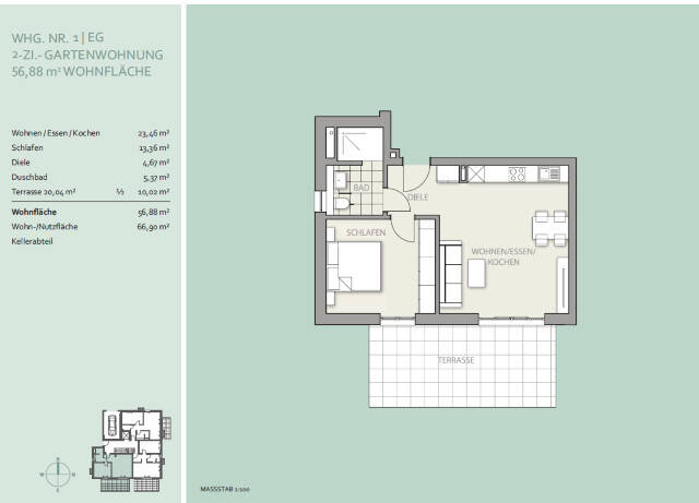Großhadern Neubau - Sonnige 2-Zimmer-Terrassenwohnung mit kleinem Garten. Beste Infrastruktur.