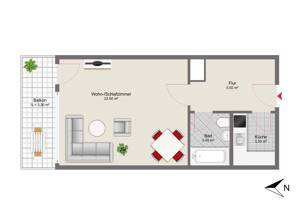 Kurzfristig beziehbar! Gepflegtes 1-Zimmer-Apartment mit optimalen Grundriss und separater Küche – 81477 München – Vorschaubild 7