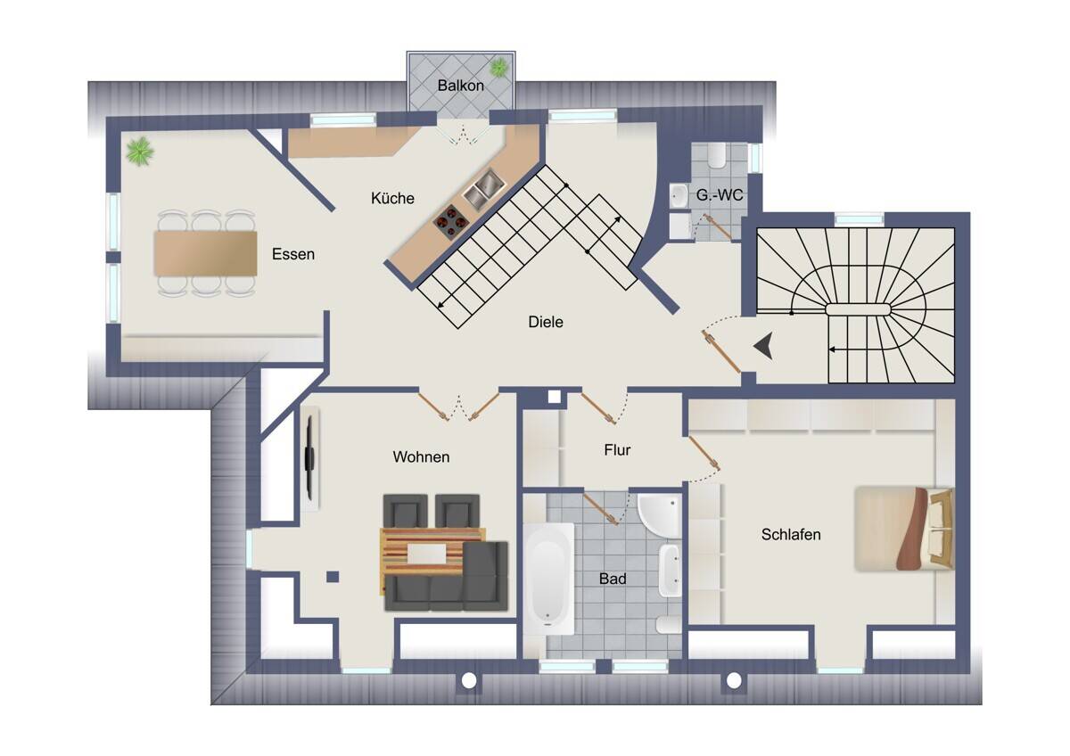Für Individualisten: Galeriewohnung mit Balkon, Patio + 360°-Dachterrasse direkt an der Pegnitz – Nürnberg – Vorschaubild 3