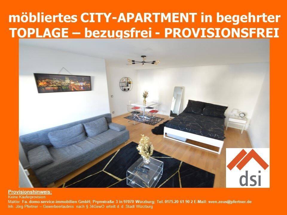 Möbliertes CITY-APARTMENT in begehrter LAGE - Bezugsfrei - PROVISIONSFREI
