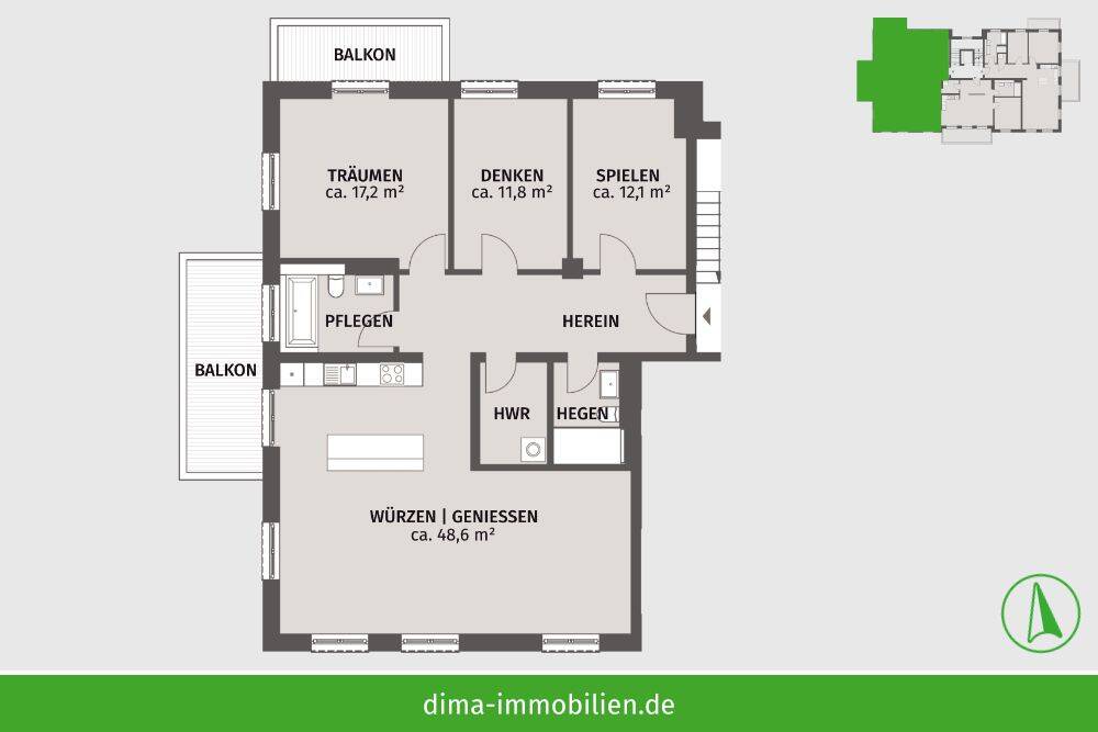 ERSTBEZUG Neubau am Auwald - Familienwhg. mit 2 Balkonen, 2 Bädern, Stellplatz, HWR, Keller u.v.m. – Leipzig – Vorschaubild 2
