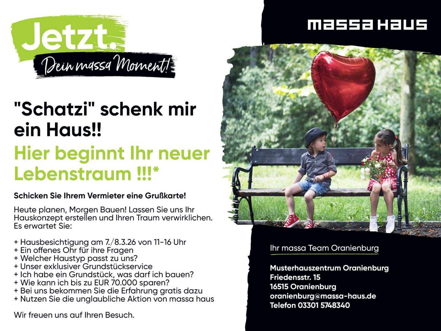 Tag der offenen Tür bei massa haus Berlin Sa. 07.03. - So. 08.03. in Oranienburg – Werder (Havel) – Bild 1 von 8
