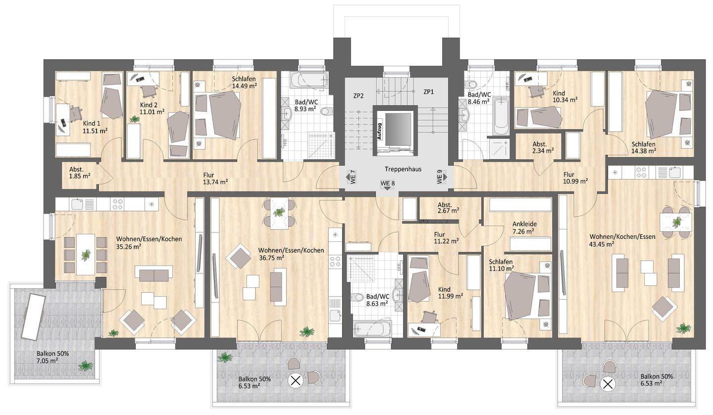 Wunderschöne 3-Raum Wohnung mit Südbalkon - KfW40 / Tiefgarage / Aufzug - in Rabenstein – Chemnitz – Vorschaubild 5