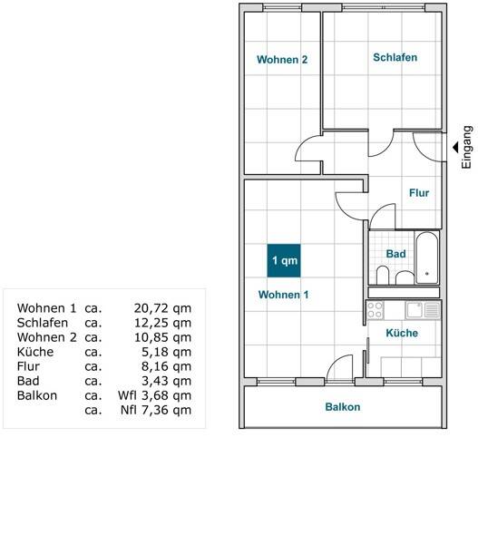 Praktische 3-Zimmer-Wohnung mit Balkon! – Dresden – Vorschaubild 2