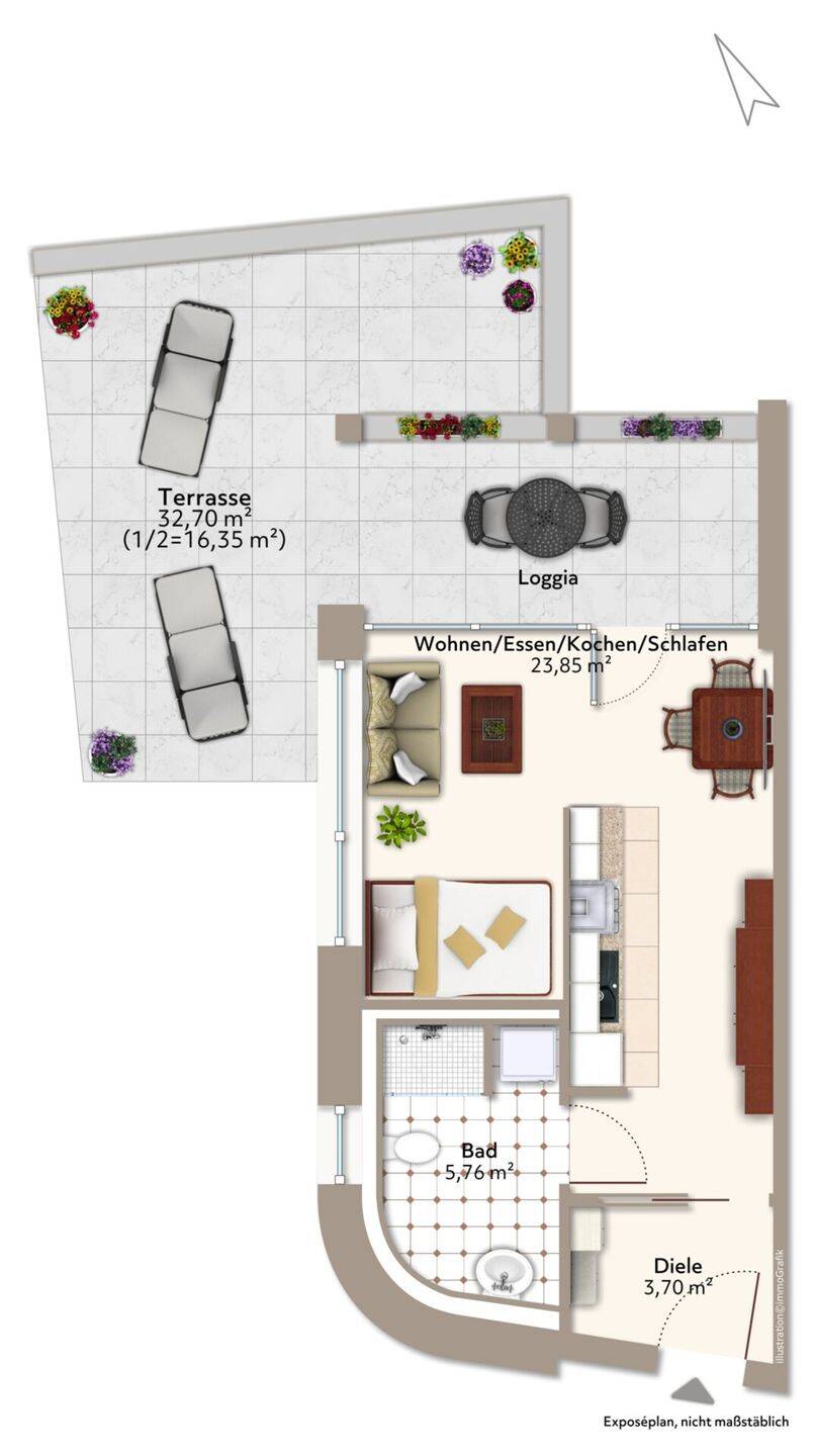 Neuwertige 1-Zimmer-Wohnung mit riesiger Terrasse! – Ulm – Vorschaubild 6