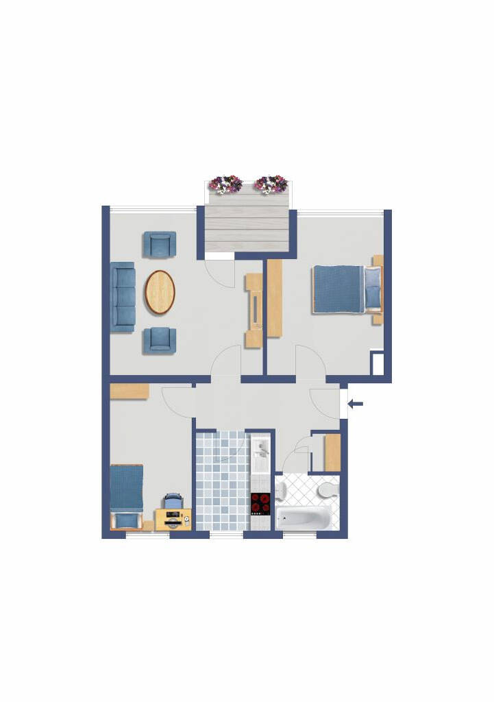 LEERE DREI ZIMMER WOHNUNG MIT SÜD BALKON! – Duisburg – Vorschaubild 2