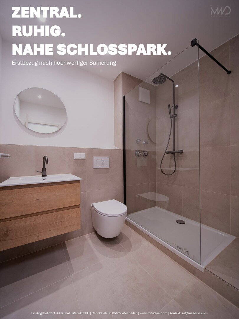 Erstbezug nach Sanierung: Moderne 3-Zimmer-Wohnung mit Balkon in ruhiger Lage nahe Schlosspark