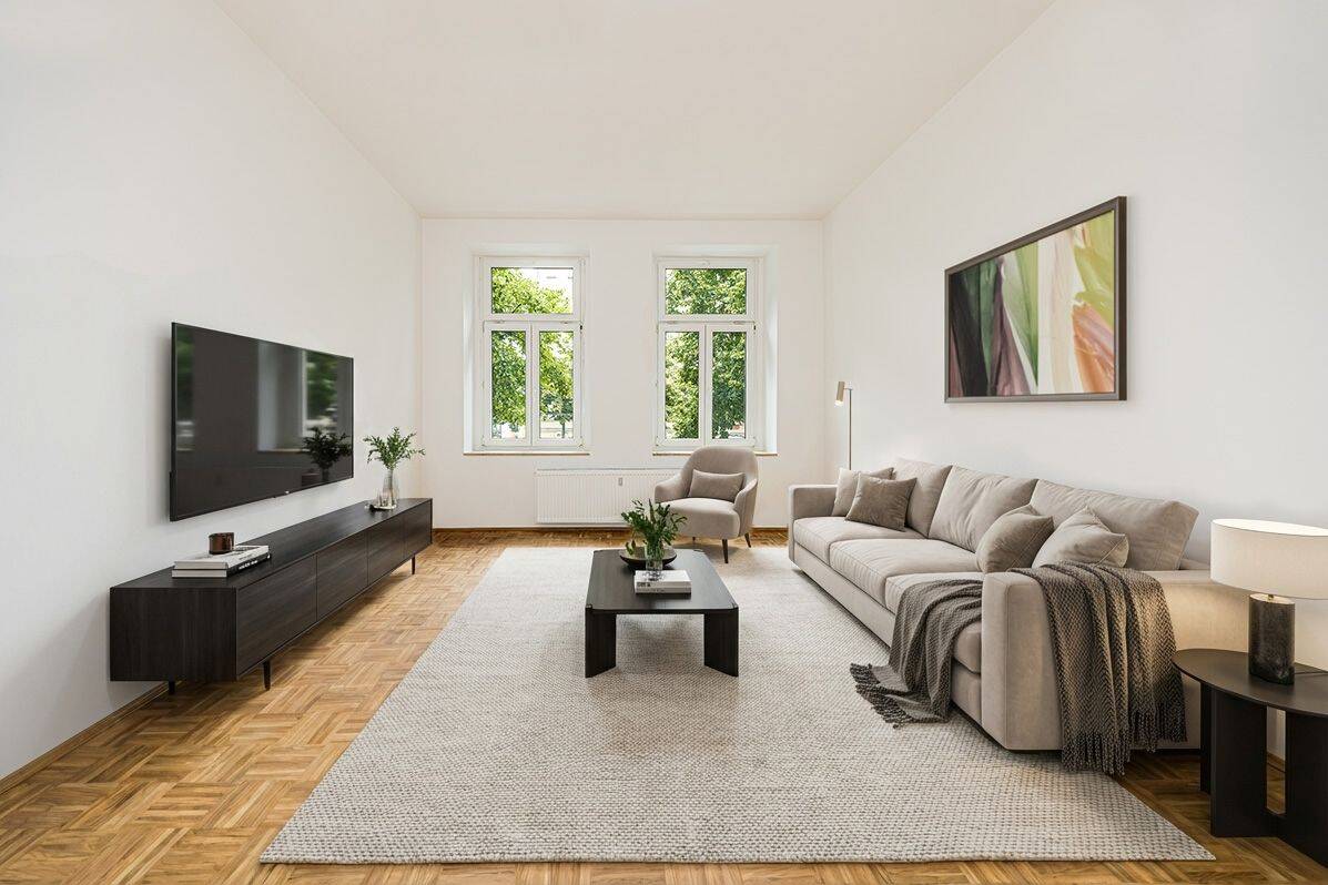Bezugsfertige 2-Zimmer-Altbauwohnung mit Balkon & edlem Parkett