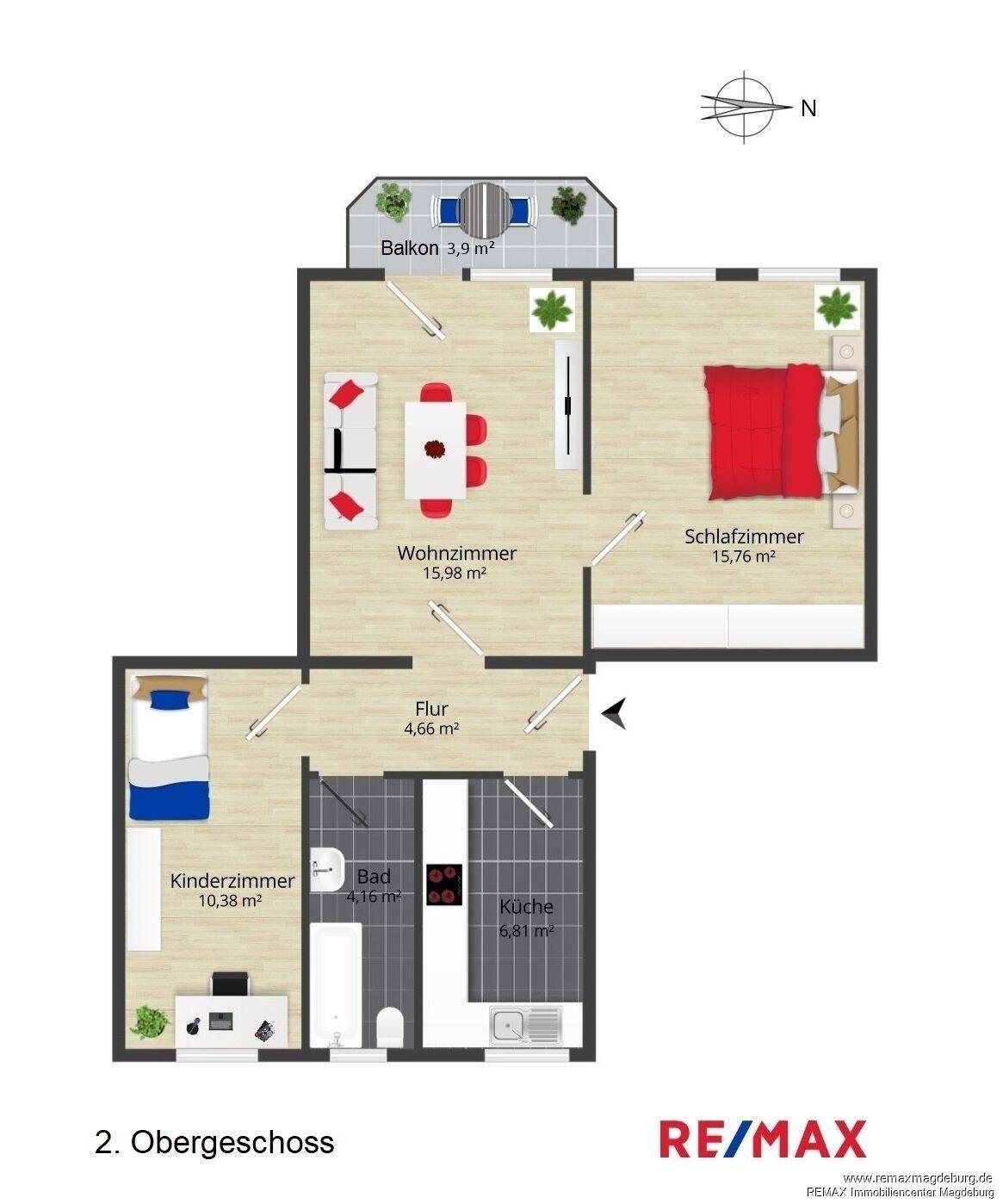 Schöne 3-Raumwohnung mit Balkon zur Miete in Stadtfeld-West – Magdeburg – Vorschaubild 8
