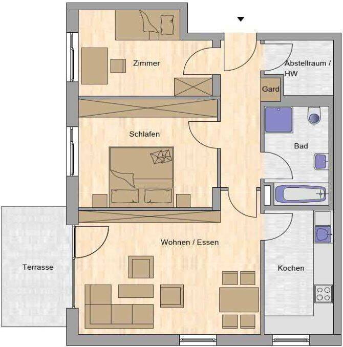 3 Raum-Wohnung mit Balkon u. Hauswirtschaftsraum – Jena – Vorschaubild 2