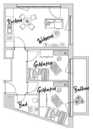 Möbliertes Penthouse-Apartment (2er-WG) im Campus Südbahnhof - NUR für Studenten, Praktikanten & Azubis – 74074 Heilbronn – Vorschaubild 4