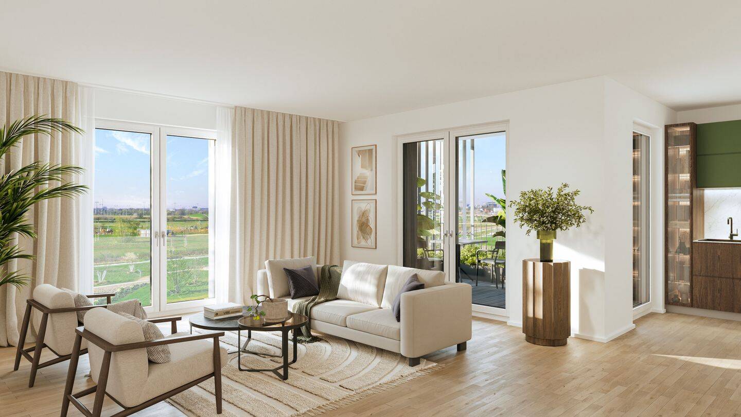 Erstbezug: Moderne 3-Zimmer-Wohnung mit Südwest-Loggia und Parkblick