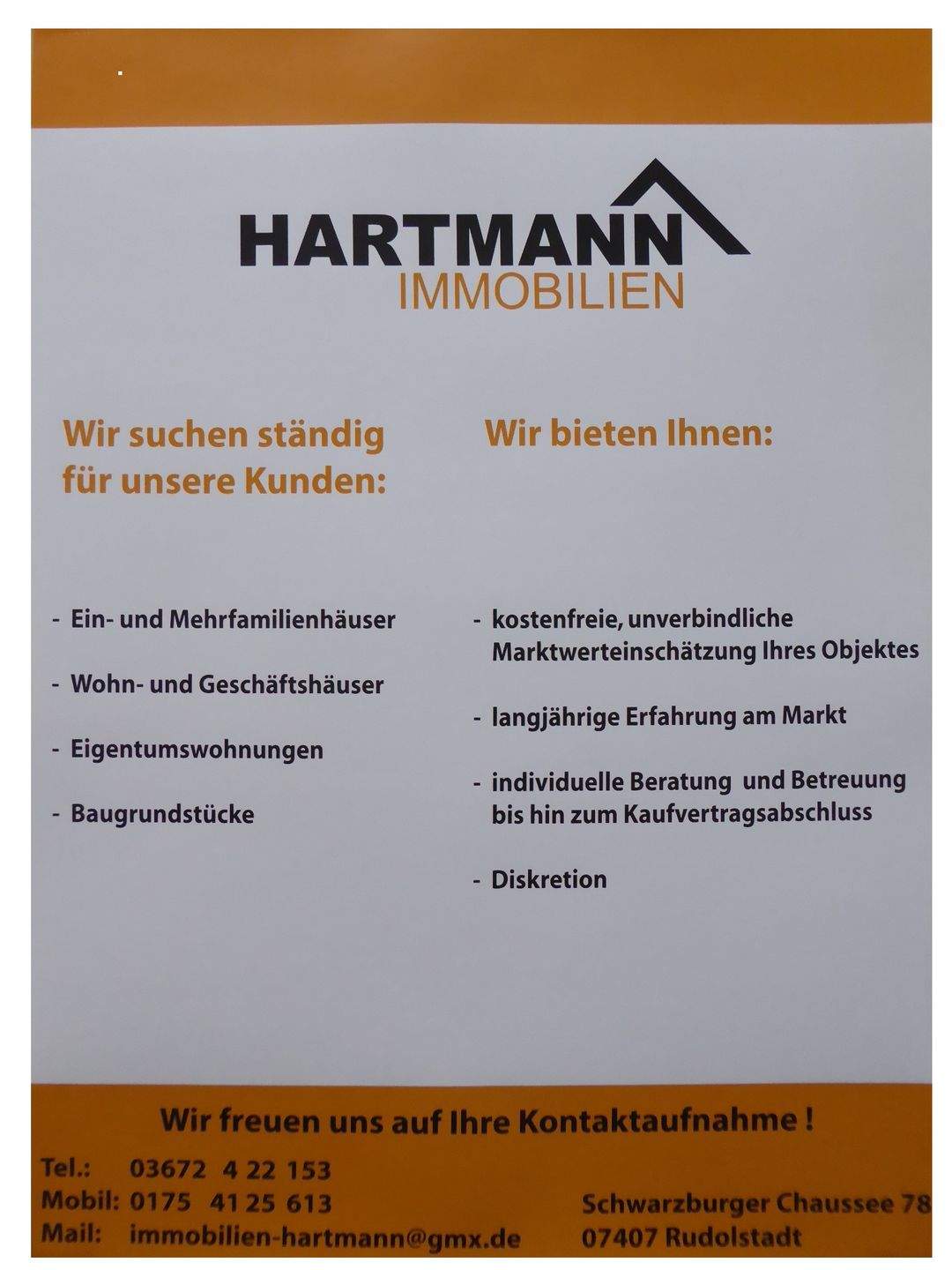 Wir suchen Immobilien in Rudolstadt sowie im Landkreis Saalfeld/Rudolstadt für vorgemerkte Kunden !