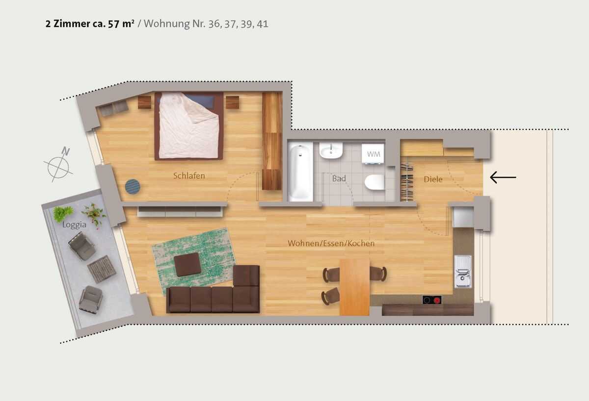 Moderne 2-Zimmer-Wohnung in Nürnberg-Süd – Nürnberg – Vorschaubild 2