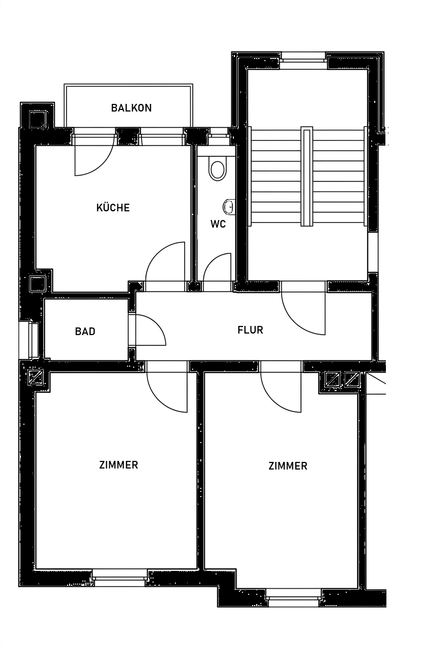 Nähe Wöhrder See: Ruhige 2-Zimmer-Wohnung mit Ost-Balkon im Jugendstil-Altbau