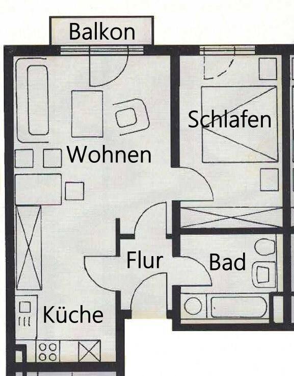 ** 2-Zimmer-Whg. mit Balkon, offener Küche und Wannenbad ** – Leipzig – Vorschaubild 2