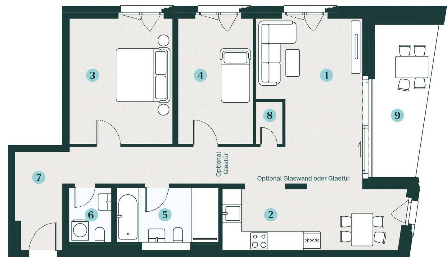 Komfortable 3-Zimmer-Wohnung mit Balkon – Dresden – Vorschaubild 2