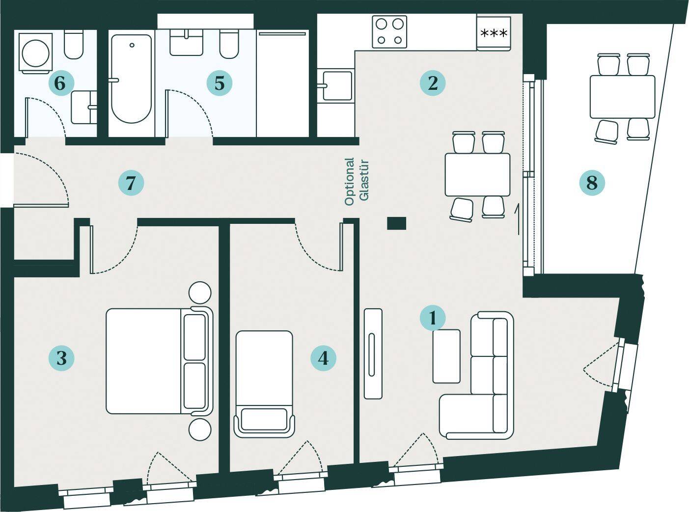 Variable 2 bis 2,5-Zimmer-Wohnung mit vielseitigen Nutzungsmöglichkeiten – Dresden – Vorschaubild 2