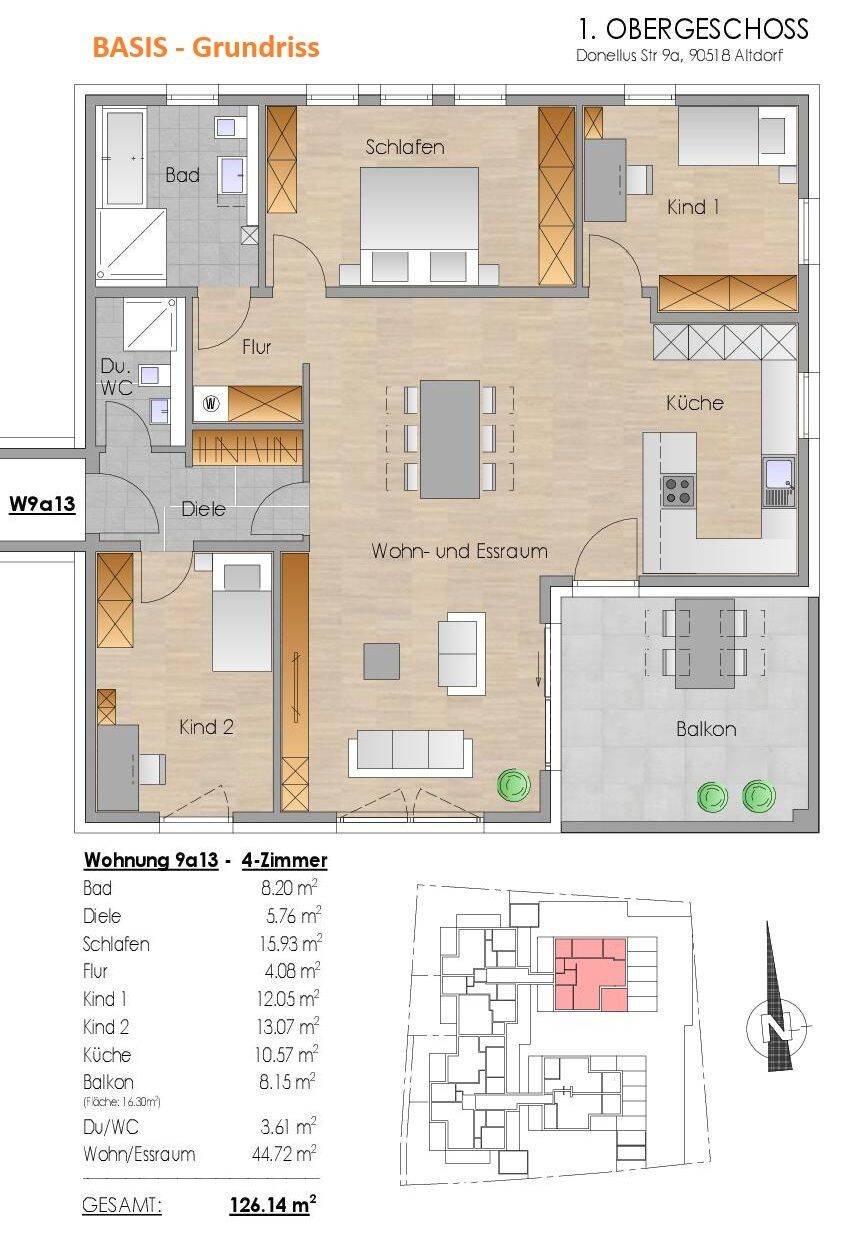 KfW 40 - QNG - NEUBAU - 4-Zimmer 1.OG, Balkon, Wärmepumpe + PV-Anlage – Altdorf bei Nürnberg – Vorschaubild 2
