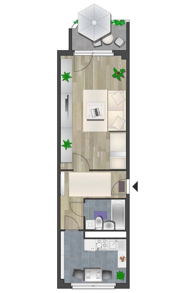 Große 1-Raum-Wohnung mit Balkon – Chemnitz – Vorschaubild 4