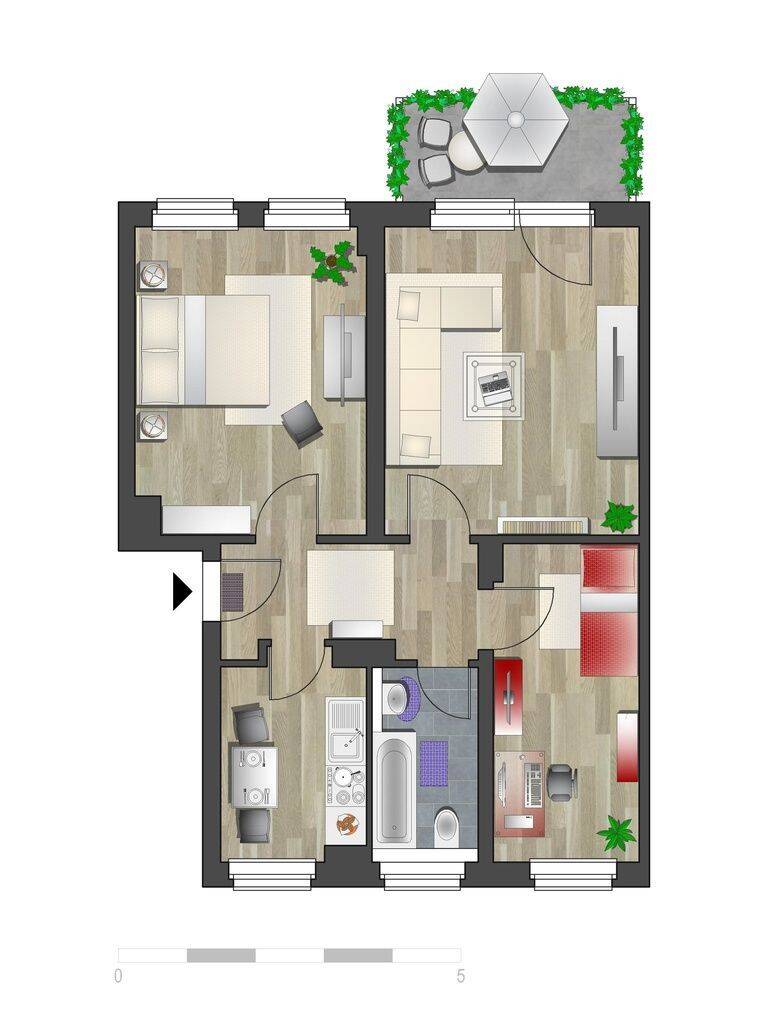 Nahe Parkanlage gelegene 3-Raum-Wohnung mit Balkon – Chemnitz – Vorschaubild 7