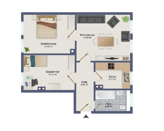 3-Zimmerwohnung renoviert mit Einbauküche