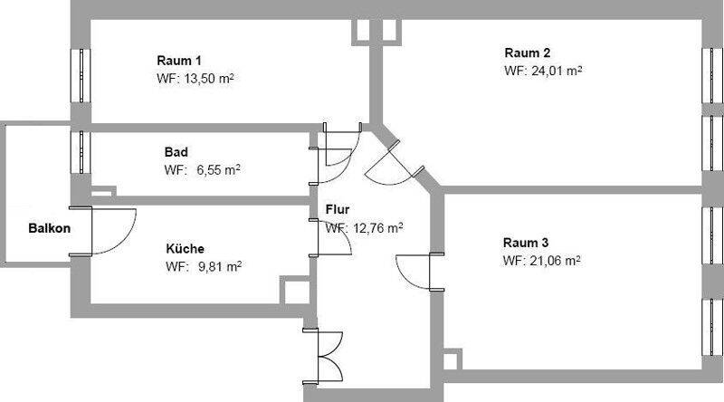 Gneisenaustraße! sanierte 3 Zimmer Wohnung mit Balkon und Einbauküche! – Leipzig – Vorschaubild 2