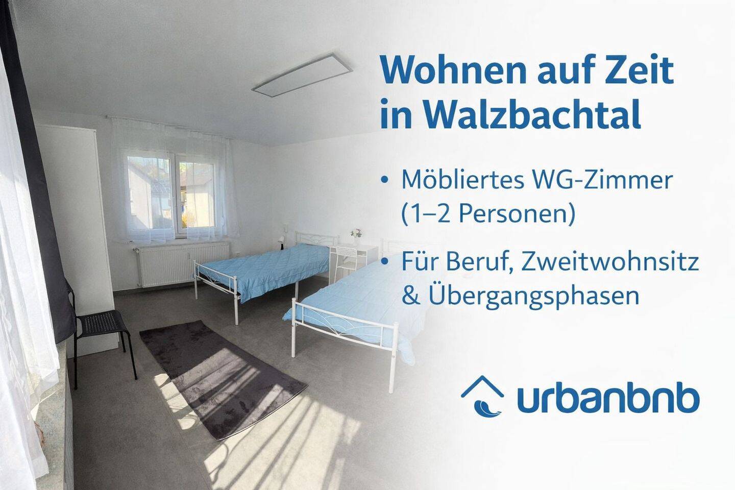 Wohnen auf Zeit in Walzbachtal (Nähe Karlsruhe) - möbliertes WG-Zimmer ab 1 Monat