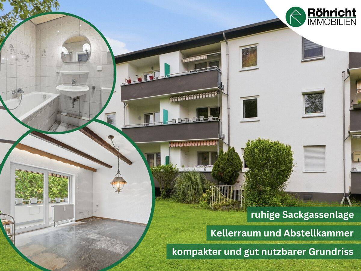 Verwirklichen Sie Ihre Wohnideen: Kompakte 3-Zimmer-Wohnung mit Loggia in ruhiger Sackgassenlage