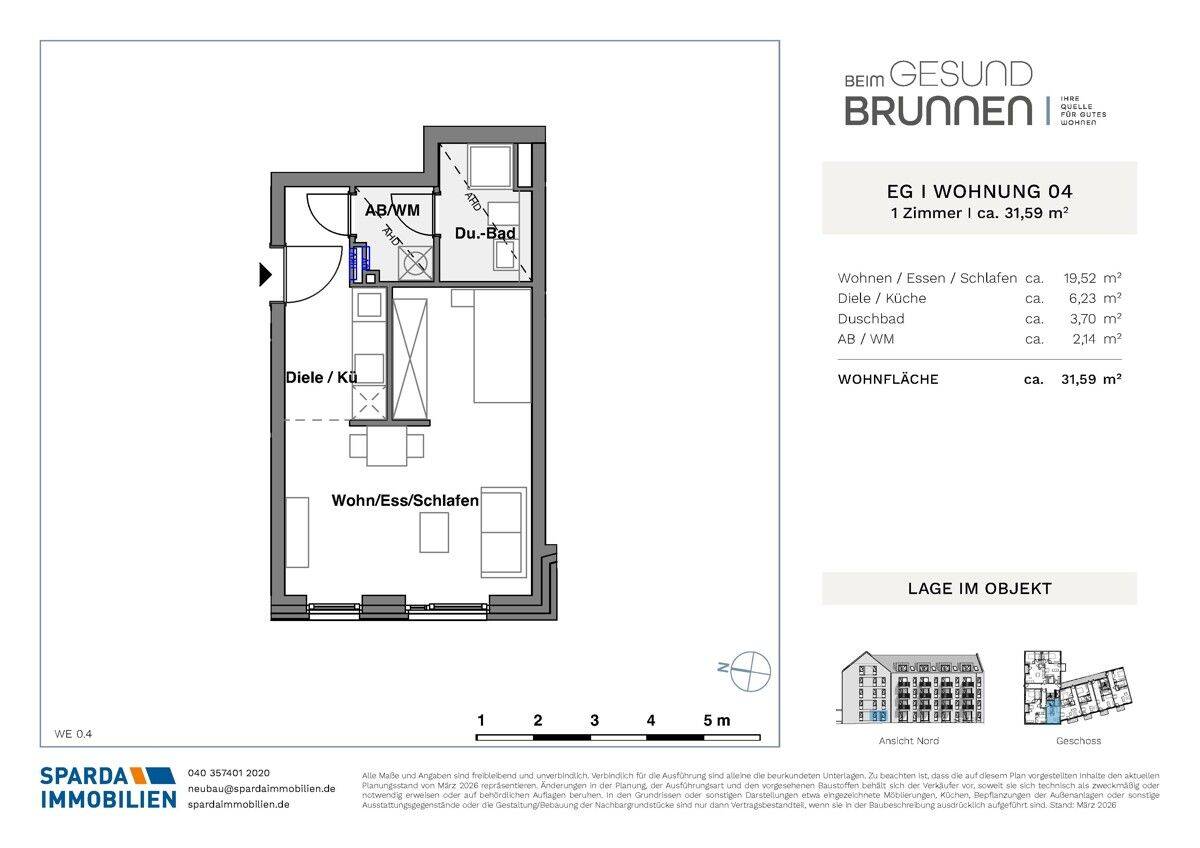 Kompakte 1-Zimmer-Wohnung mit top Anbindung! – Hamburg – Vorschaubild 2