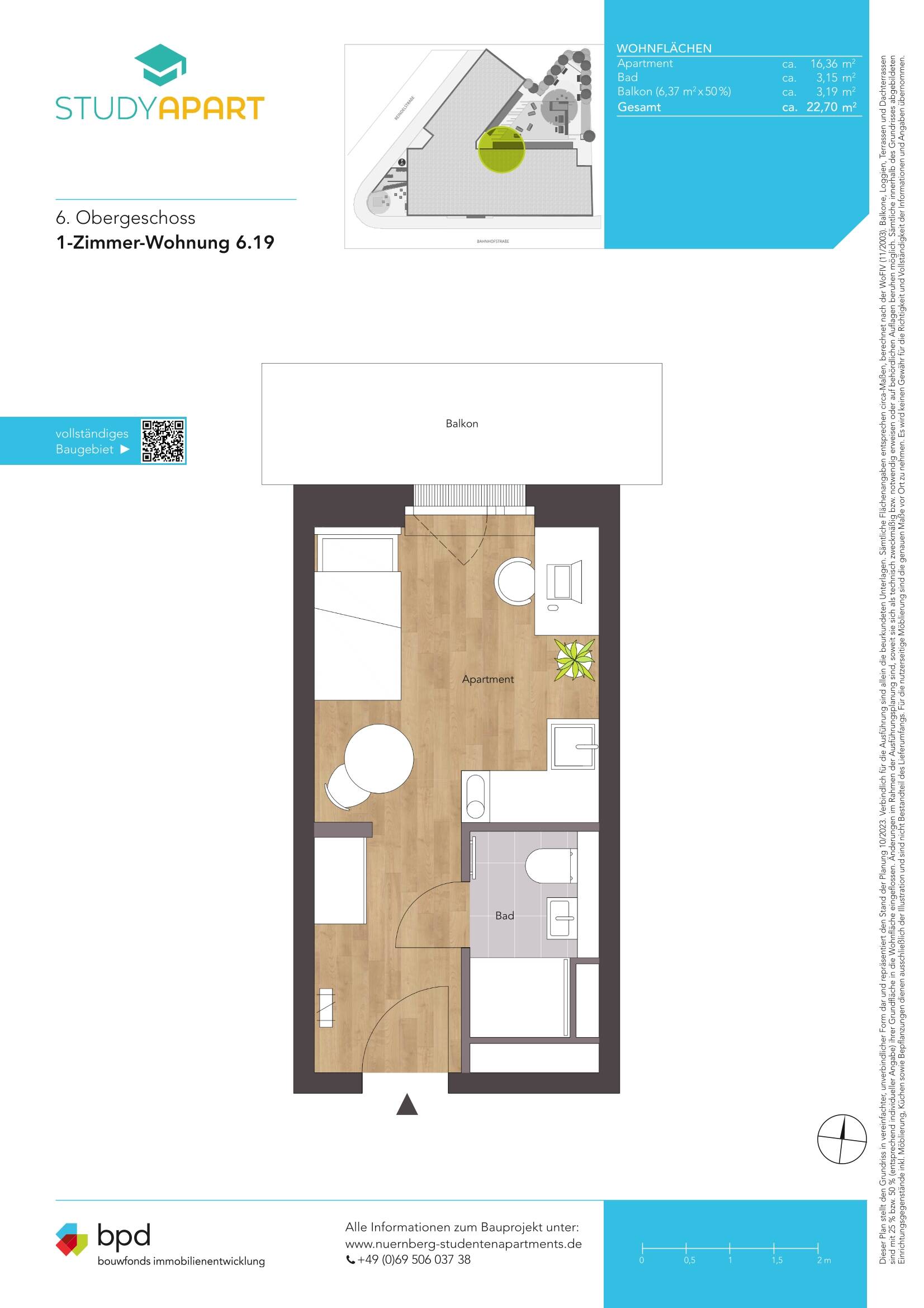 Dachterrassenapartment, ruhige Lage und mit Blick zur Altstadt | WE 6.19 – Nürnberg – Vorschaubild 4
