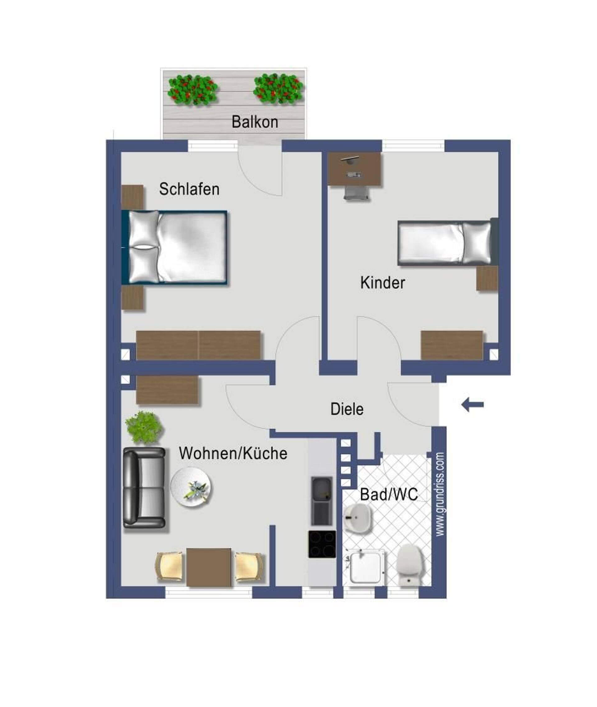 Etagenwohnung in 51149 Köln mit 57,42 m² kaufen