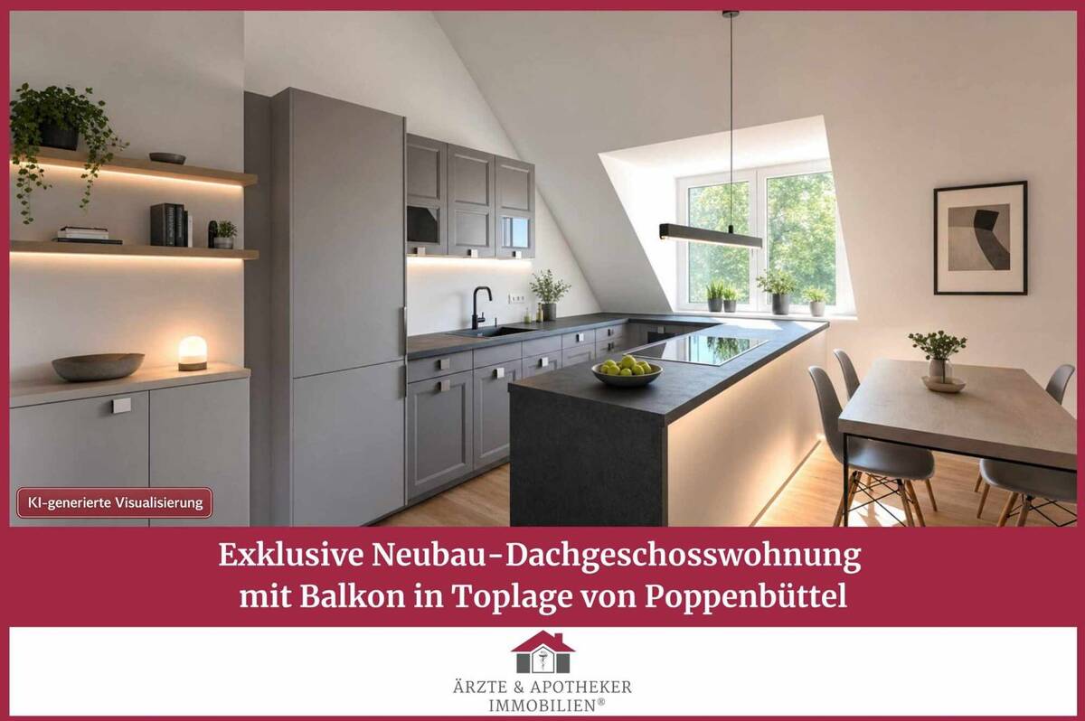 Exklusive Neubau-Dachgeschosswohnung mit Balkon in Toplage von Poppenbüttel – 22399 Hamburg – Bild 1 von 9