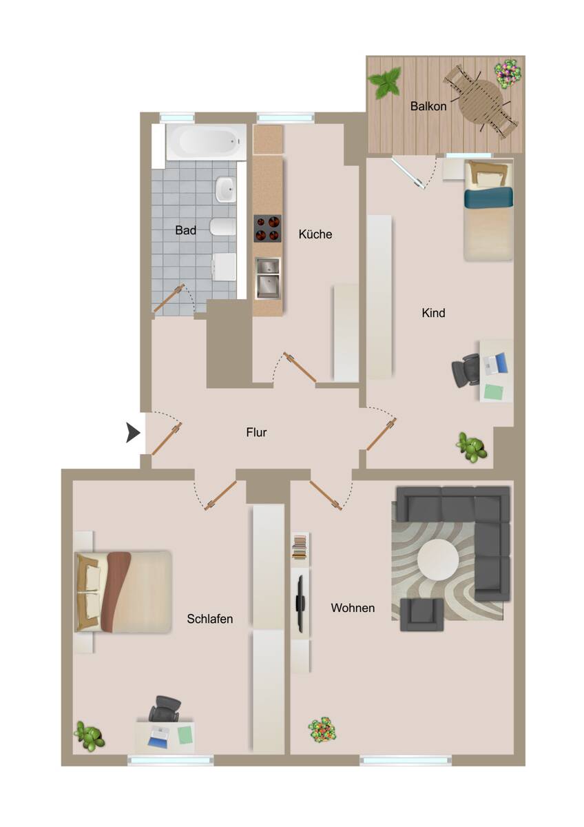 Stabile Kapitalanlage, vermietete Altbau- 3-Raumwohnung mit Balkon, in Leipzig-Möckern – Leipzig – Vorschaubild 2