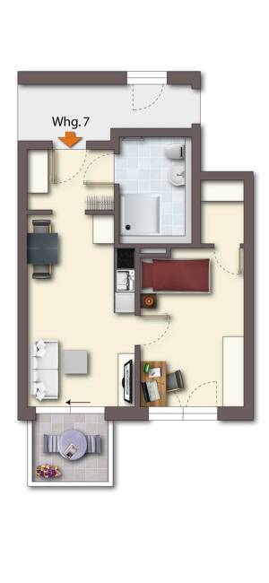 2-Zimmer-OG-Wohnung mit Balkon – 91058 Erlangen – Vorschaubild 2