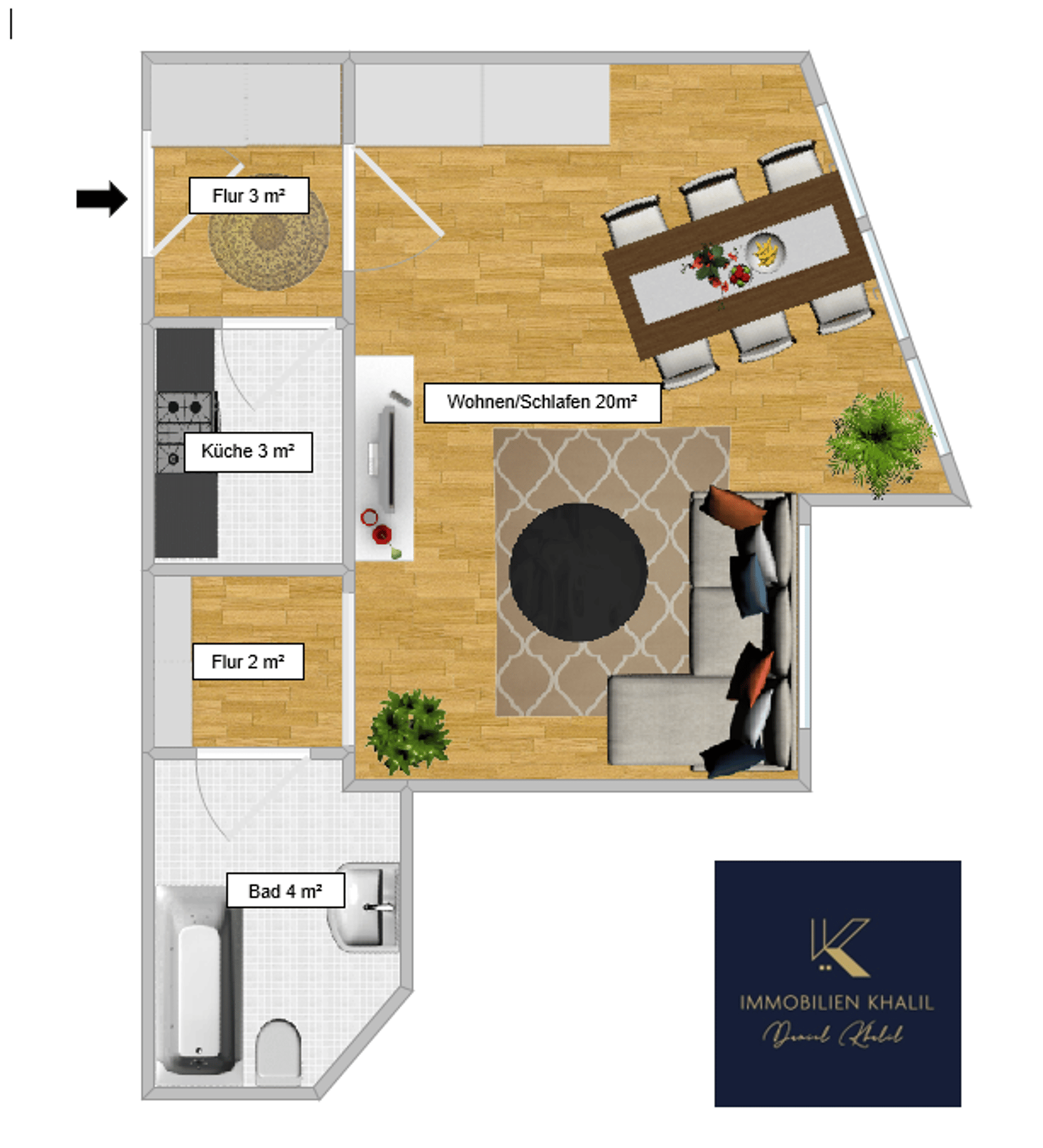 Etagenwohnung in 93049 Regensburg mit 32 m² kaufen