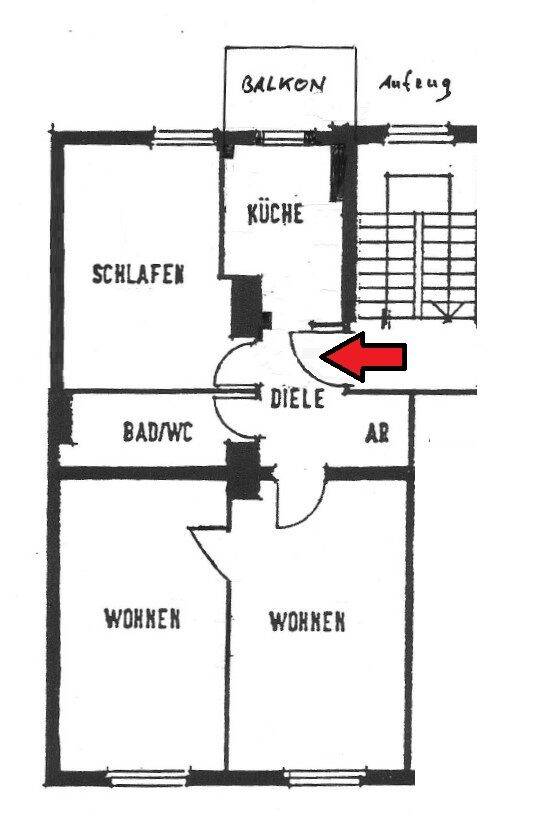 2026: Nbg Gleisshammer - Tullnau, gepflegte helle 3-Zi-Whg. (5.OG Aufzug), ca. 65m², Einbauküche, Balkon, Rollläden – Nürnberg – Bild 1 von 9