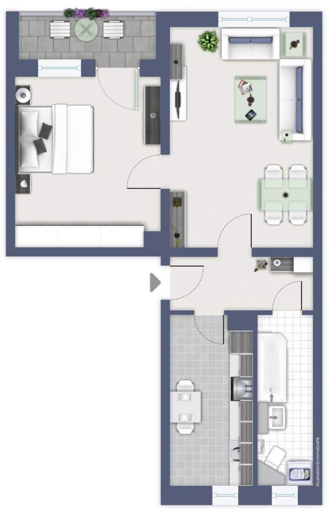 2-Raumwohnung mit Wanne und Balkon – Chemnitz – Vorschaubild 2
