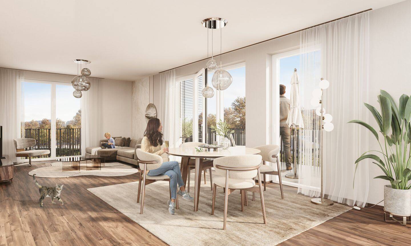 Helle 3-Zimmer-Neubauwohnung im Erdgeschoss mit schöner Terrasse und Garten – Garching bei München – Vorschaubild 4