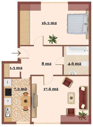 TONNDORF - freie Dachgeschoss-Wohnung - 2 Zimmer - 56 m2 - toller Schnitt 2 Zimmer + Stellplatz + Keller - – 22045 Hamburg – Vorschaubild 5