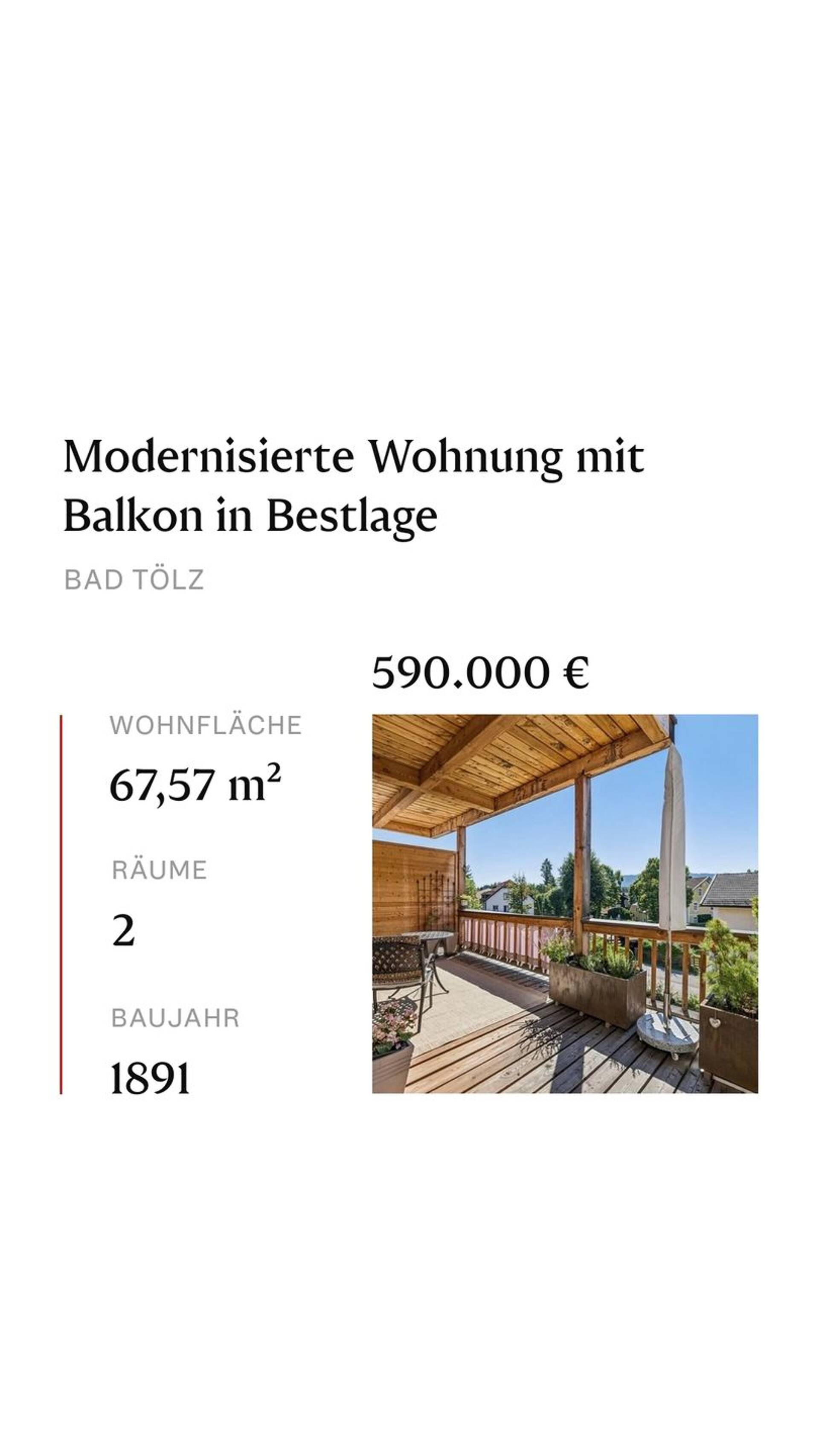 Etagenwohnung in 83646 Bad Tölz mit 67,57 m² kaufen