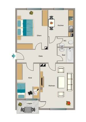 3-Zimmer-Wohnung in Leverkusen Schlebusch – 51375 Leverkusen – Vorschaubild 2