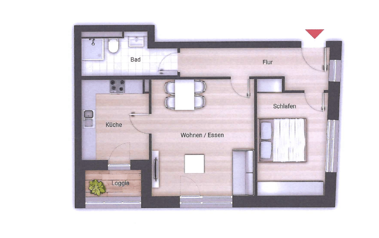 Helle 2-Zimmer Wohnung in ruhiger Lage