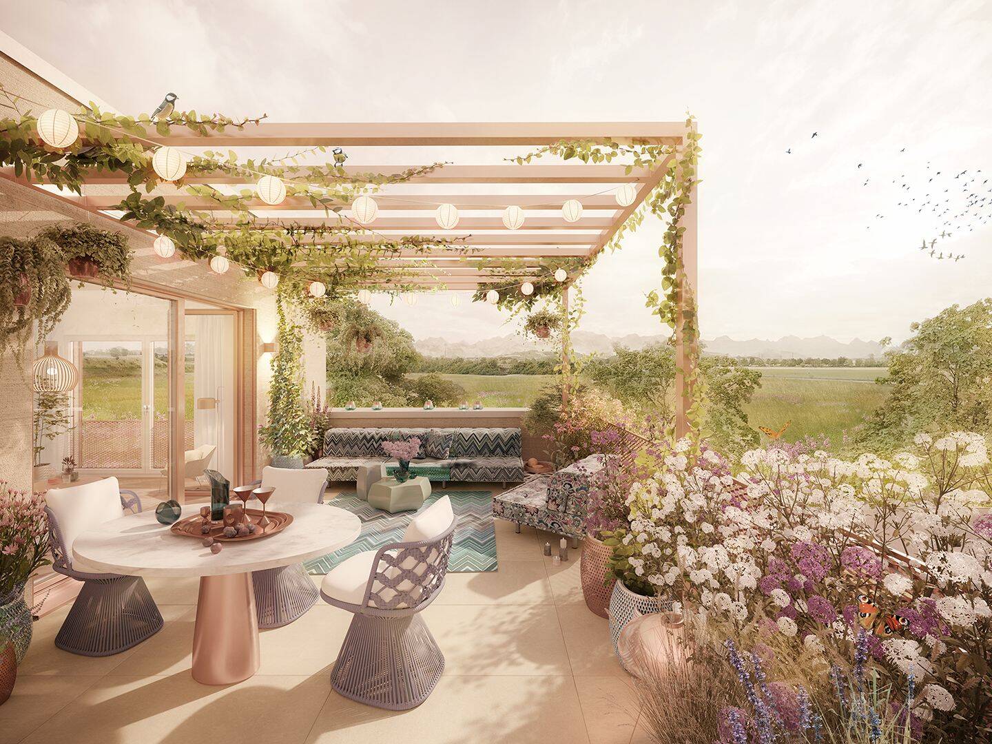 Dachgeschoss mit sonnigem Weitblick: Exklusive 2 Zimmer mit großer Dachterrasse