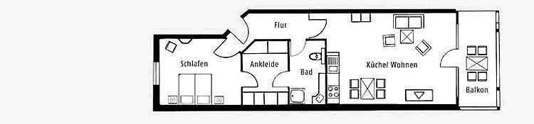 Komfort Apartment mit großzügigem Balkon am Parkrand zur Meerseite – Binz – Vorschaubild 6