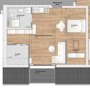 2 Zimmer DG Wohnung mit Süddachterrasse