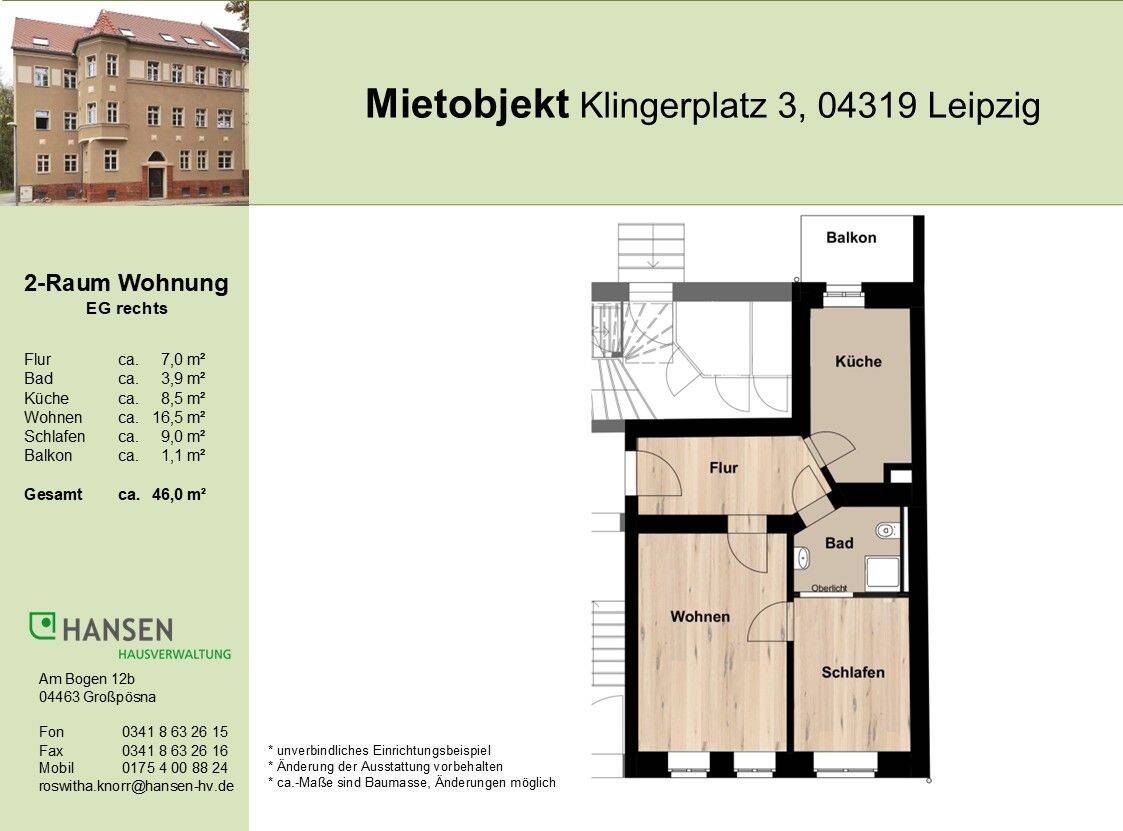 2-Raum Wohnung mit Balkon im EG rechts – Leipzig – Vorschaubild 4