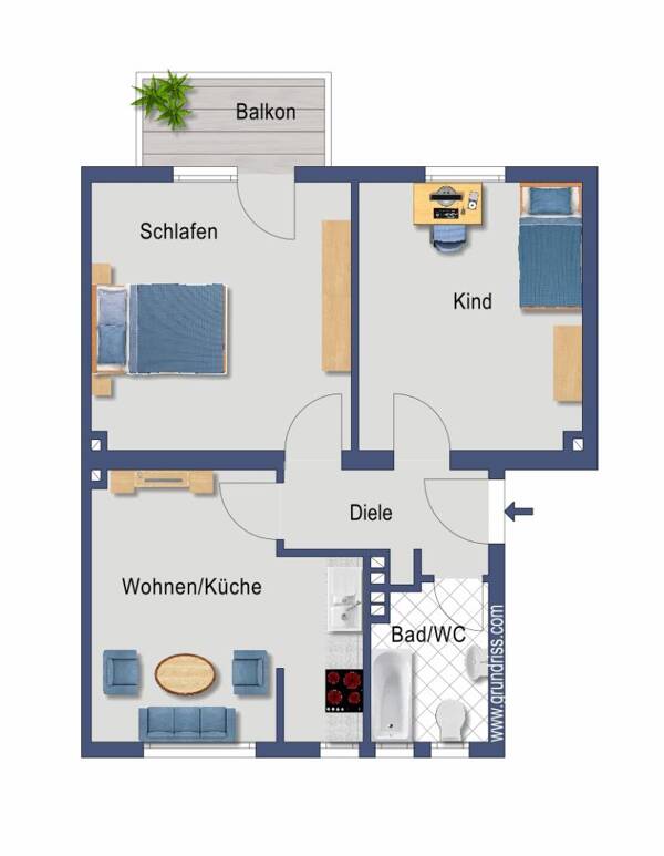 Erdgeschosswohnung in 51149 Köln mit 57,32 m² kaufen
