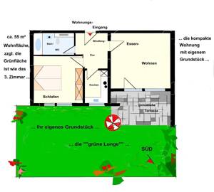 ... diese nette, gemütliche Terrassen-Wohnung, ist eine kleine Wundertüte ...